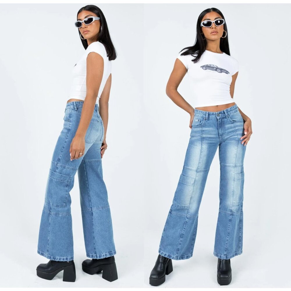 NEW! The Ragged Priest Low Rise Dad Skater Utility Jean in Light Blue (Size 2)